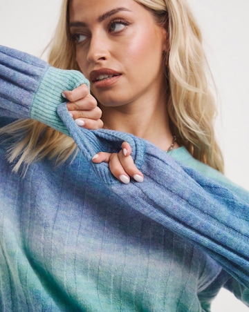 Blue Space Dye Crew Neck Jumper