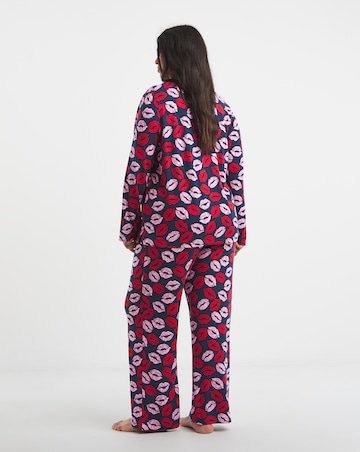 Pretty Secrets Soft Knit Lip Print Revere Pyjama Set