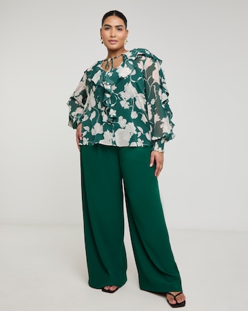Joanna Hope Crinkle Chiffon Ruffle Blouse