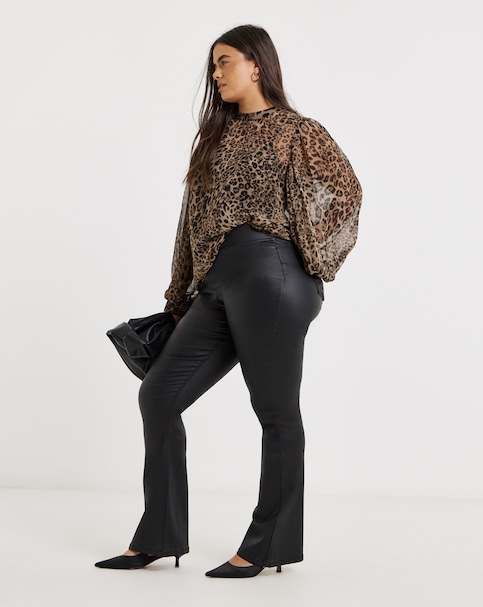 Black Coated Flare Jegging