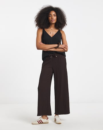 Chocolate Jersey Textured Wide Leg Trousers