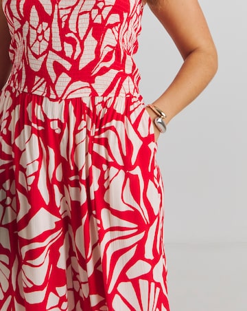 Shirred Bandeau Beach Jumpsuit