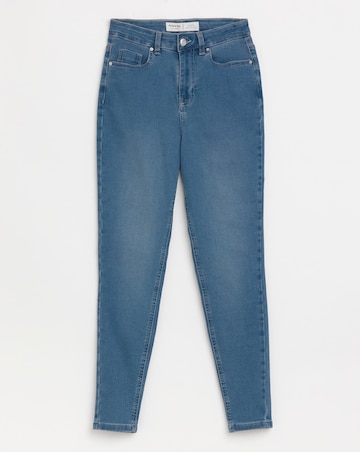 Mid Blue Highwaist Super Stretch Skinny Jeans