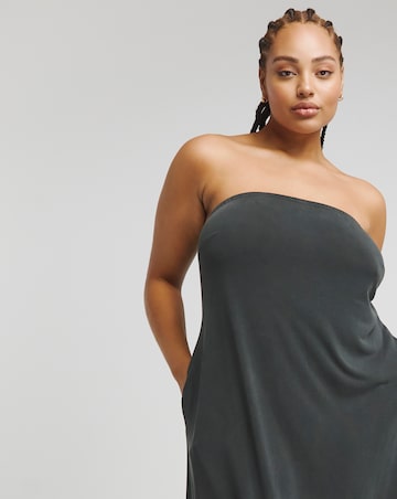 Charcoal Grey Premium Jersey Bandeau Maxi Dress