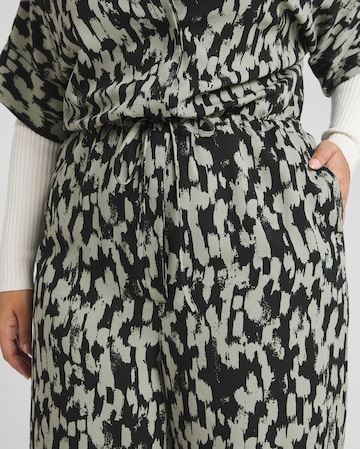 Green Print Button Through Utility Jumpsuit With Pockets