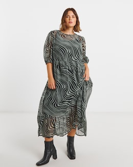 Simply Be Green Print Georgette Maxi Dress