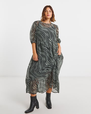 Simply Be Green Print Georgette Maxi Dress
