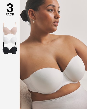 Pretty Secrets (3 Pack) Cotton Multiway Wired Bras (B-F) Black/White/Blush