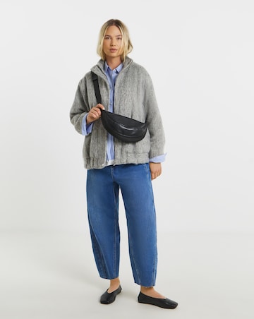 Simply Be Grey Brushed Faux Wool Funnel Neck Jacket