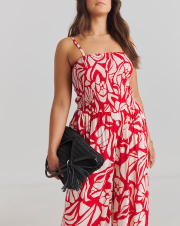 Shirred Bandeau Beach Jumpsuit