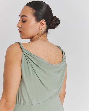 Simply Be Sage Cowl Back Maxi Bridesmaid Dress With Side Split