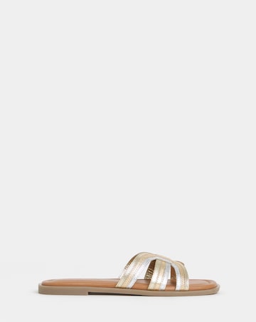 Fae Leather Woven Detail Mule Sandals - Wide Fit (E)