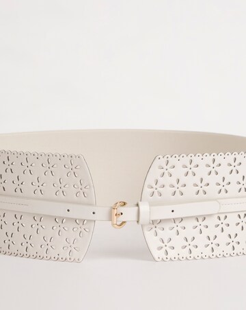 Ivory Cut Out Detail Waist Corset Belt