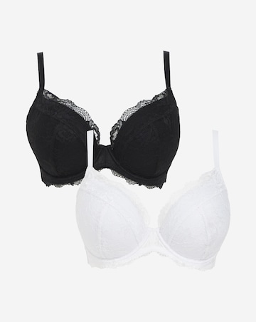 Pretty Secrets (2 Pack) New Ella Padded Plunge Wired Bras (B-G) Black/White