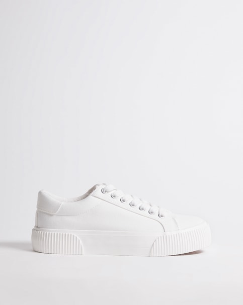 Sicilly Canvas Trainers Chunky Ribbed Sole - Wide Fit (E)