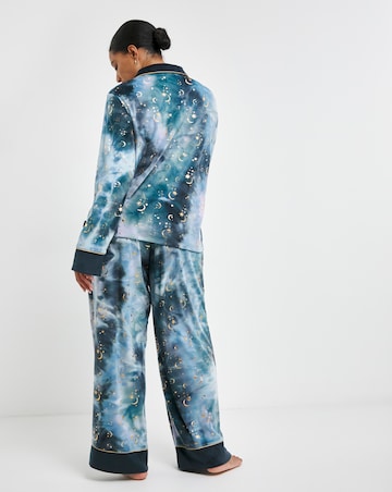 Chelsea Peers Velour Moon and Stars Pyjama Set With Exaggerated Cuffs