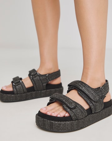 Nyra Raffia Chunky Footbed Sandals Extra Wide EEE Fit