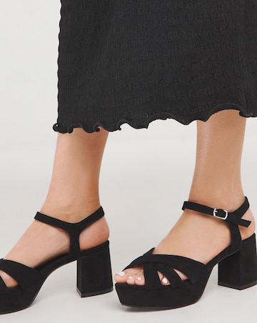 Francine Strap Detail Block Heel Platform Sandal - Extra Wide Fit (EEE)