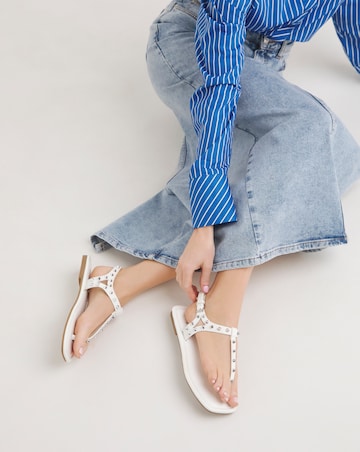 Simply Be Mila Studded Toe Post Gladiator Sandals - Wide Fit (E)