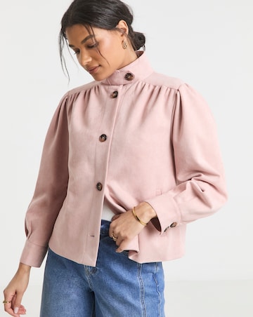 Simply Be Soft Pink Funnel Neck Suedette Jacket