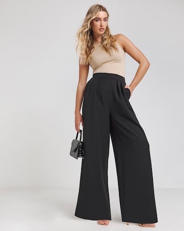 Flounce London Black Wide Leg Tailored Trousers