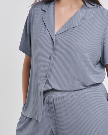 Brushed Modal Rib Button Through Pyjama Set