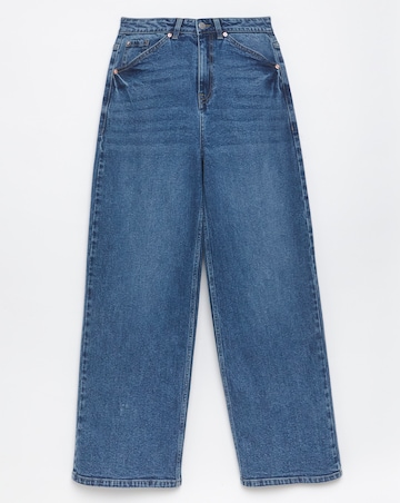 Simply Be 99 1 Mid Blue Comfort Stretch Slouchy Wide Leg Jeans