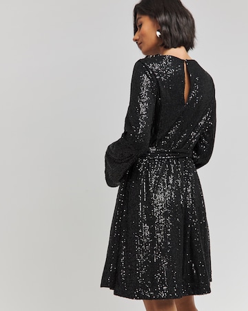 Black Sequin Skater Dress