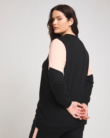 Black and Peach Colourblock Sweatshirt