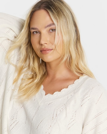 Ivory Scallop Edge Pointelle Jumper