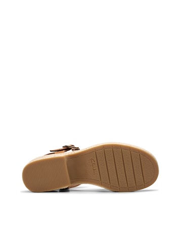 Clarks Tan Coledale Leather Strap Wedge Sandal Standard Fit