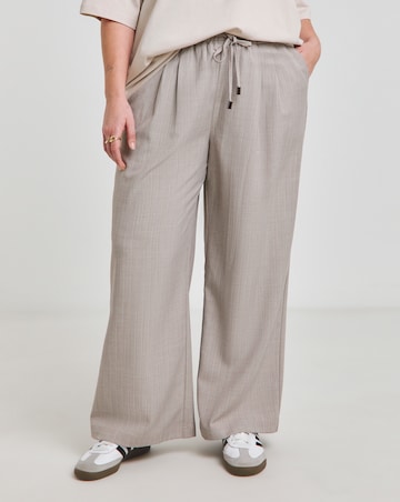Taupe Pinstripe Wide Leg Trouser