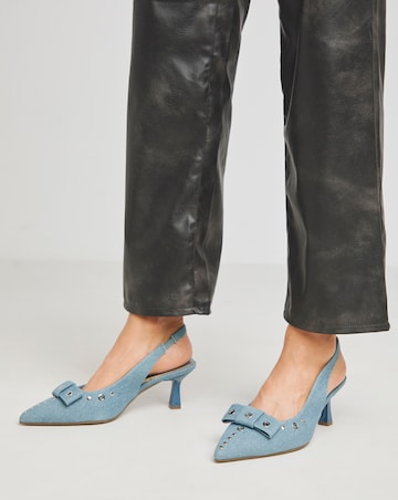 Delia Eyelet Detail Slingback Point Court Shoes - Wide Fit (E)