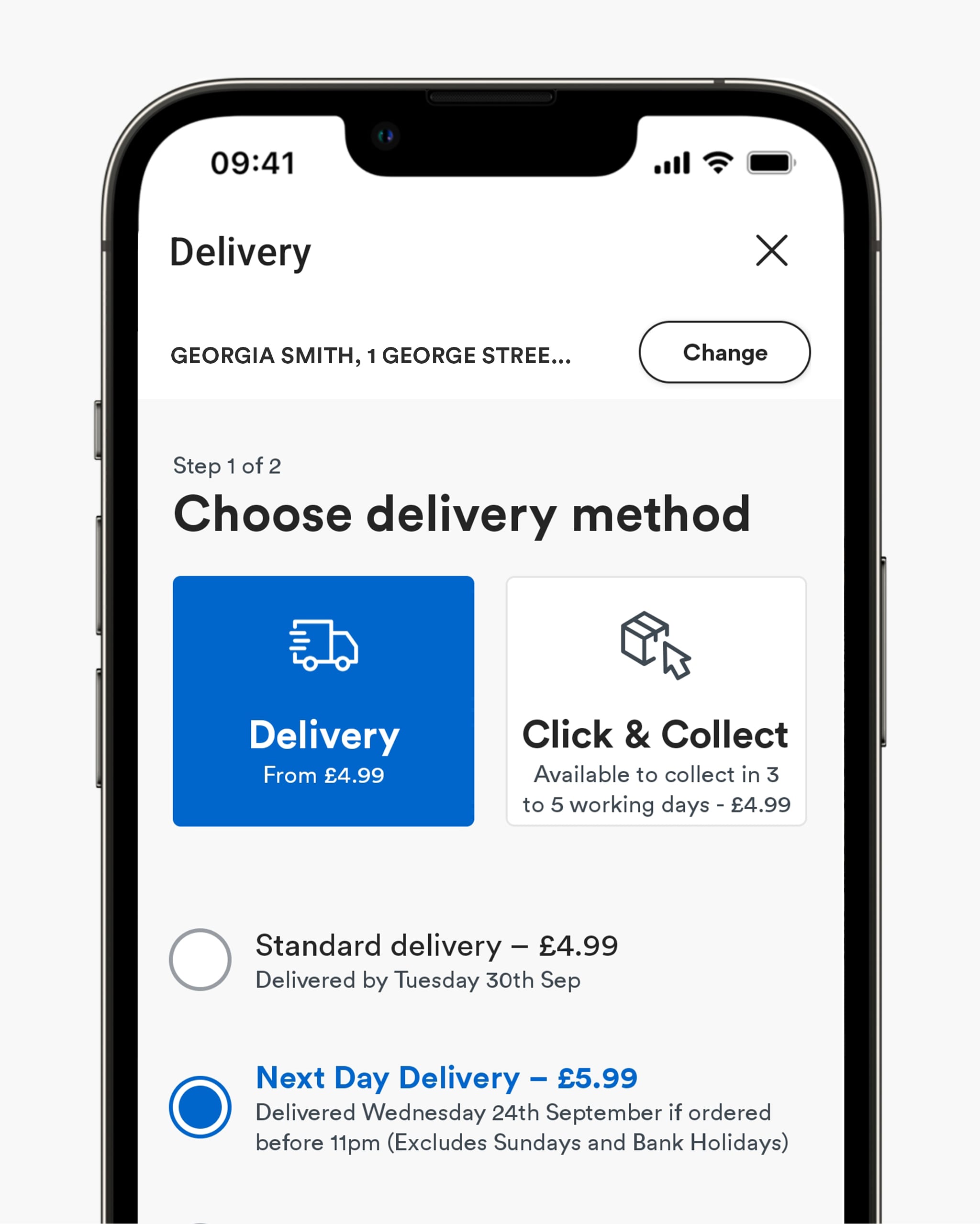 Simply Be App delivery options