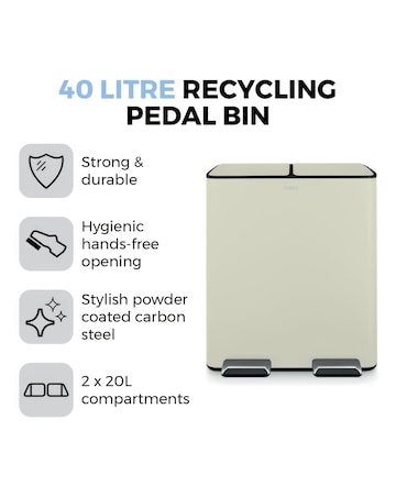 Tower 40L Recycling Pedal Bin Cream