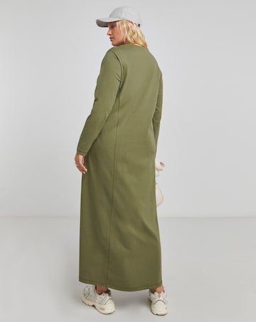 Khaki Jersey Midaxi Dress