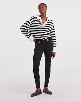 High Waist Super Stretch Ponte Tregging with Zip Detail
