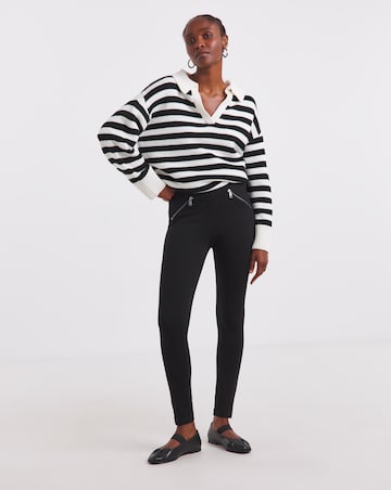 High Waist Super Stretch Ponte Tregging with Zip Detail