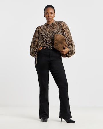 Super Stretch Premium Denim Black Flared Jeans