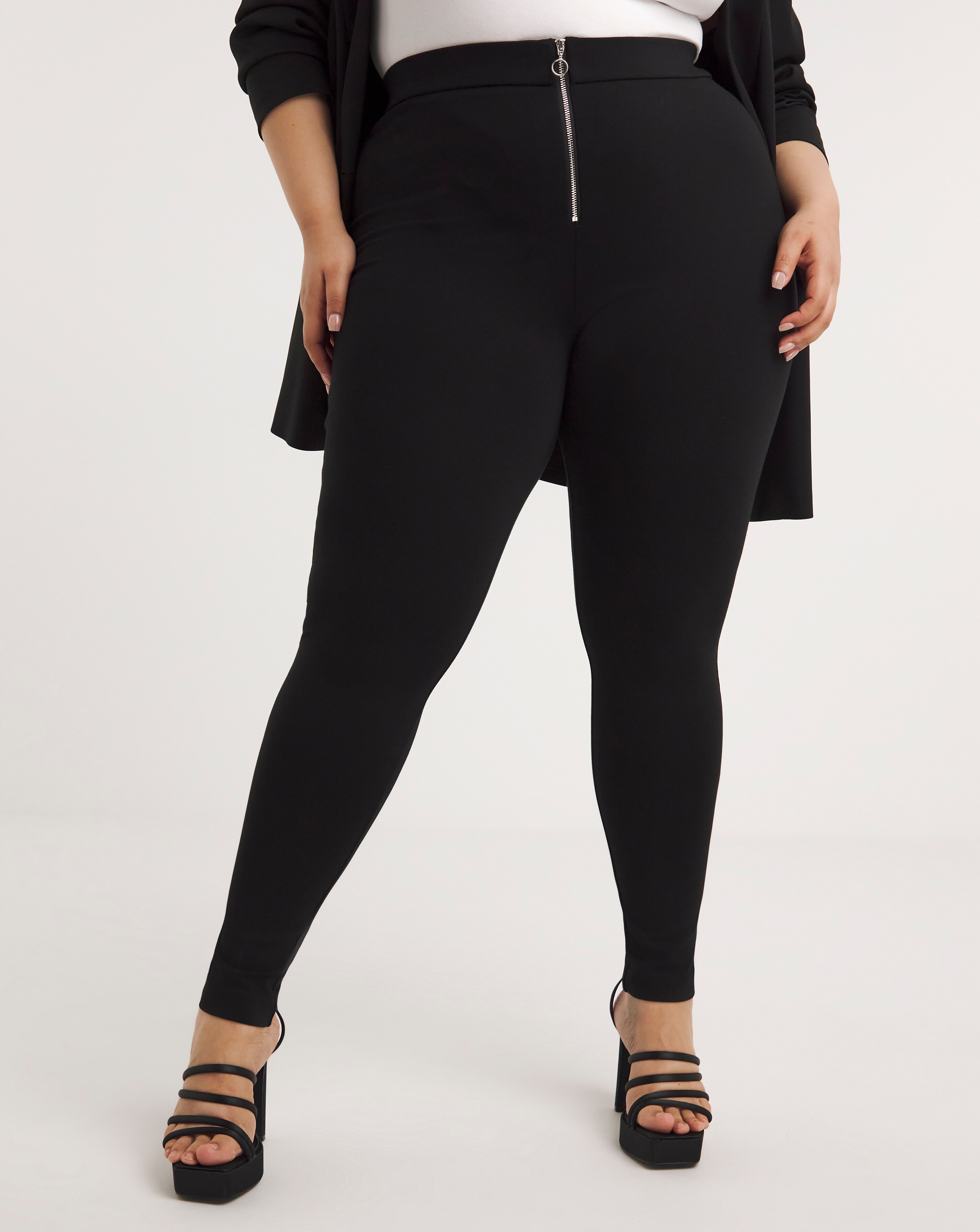 Black leggings with zippers online