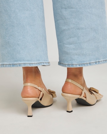 Jackie Oversized Bow Slingback Heeled Pointed Court Shoes Wide E Fit
