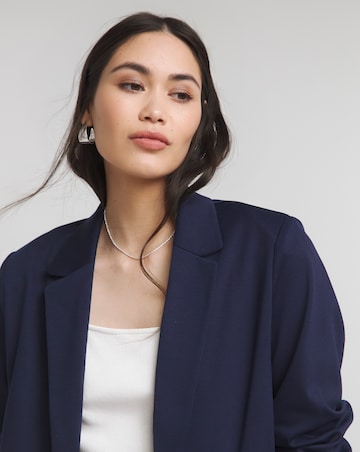 Navy Stretch Ponte Jersey Relaxed Blazer