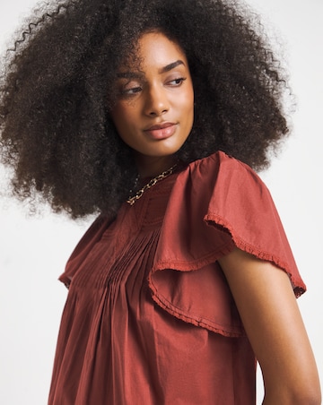 Rust Angel Sleeve Lace Insert Blouse