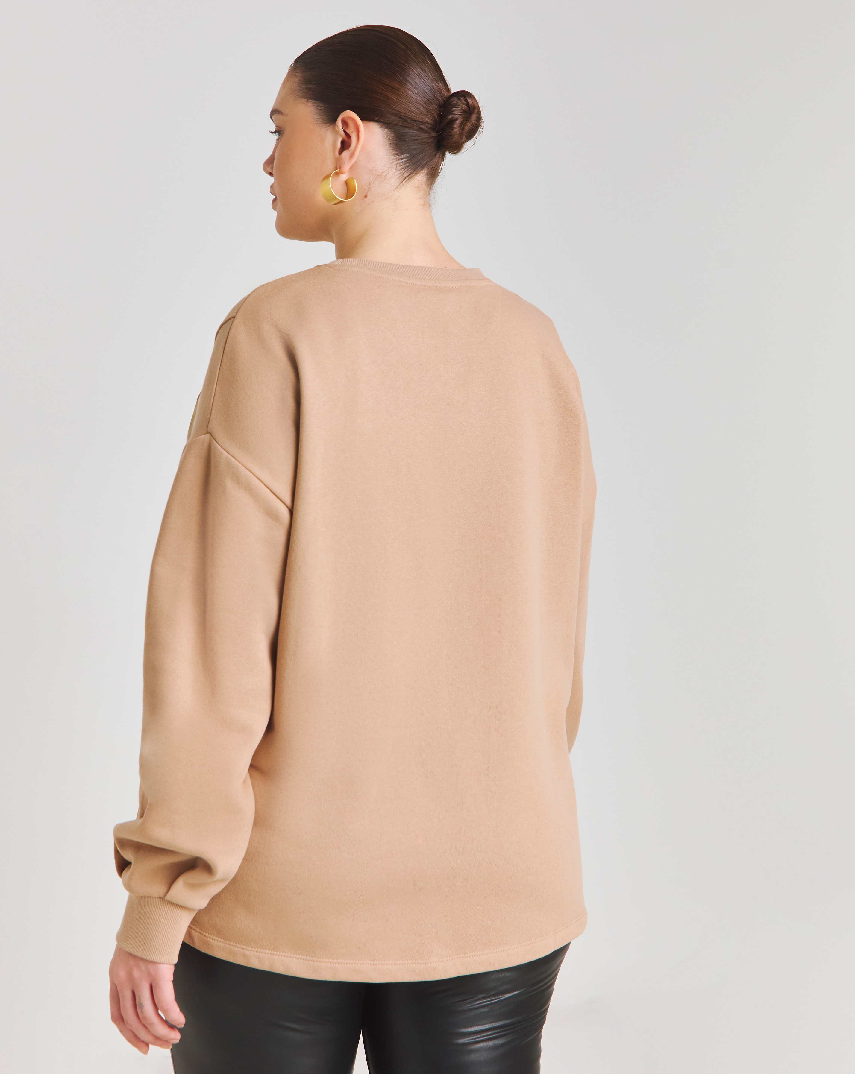 Latte Piping Detail Side Split Sweatshirt | Simply Be