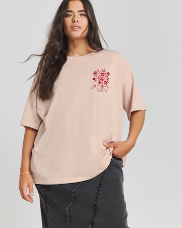 Simply Be Blush Pink Pocket Embroidery T-Shirt
