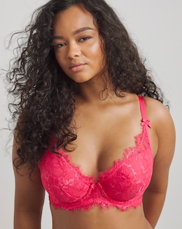 Figleaves Pulse Lace Underwired Plunge Bra B-G - Pink