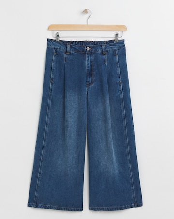 Simply Be Indigo Crop Wide Leg Jeans with Tencel TM Lyocell