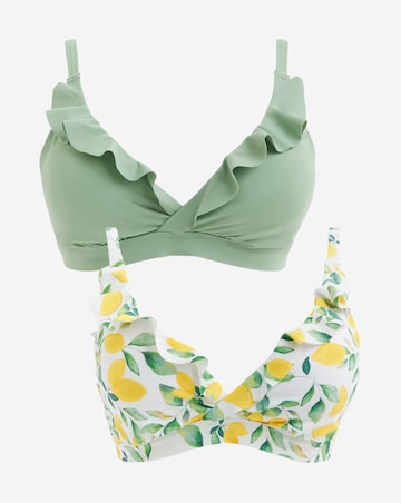 Value 2 Pack Plunge Ruffle Bikini Tops