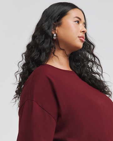 Burgundy Oversized Slouchy Crew Neck T-Shirt