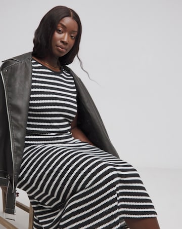 Mono Stripe Crochet Midaxi Column Dress